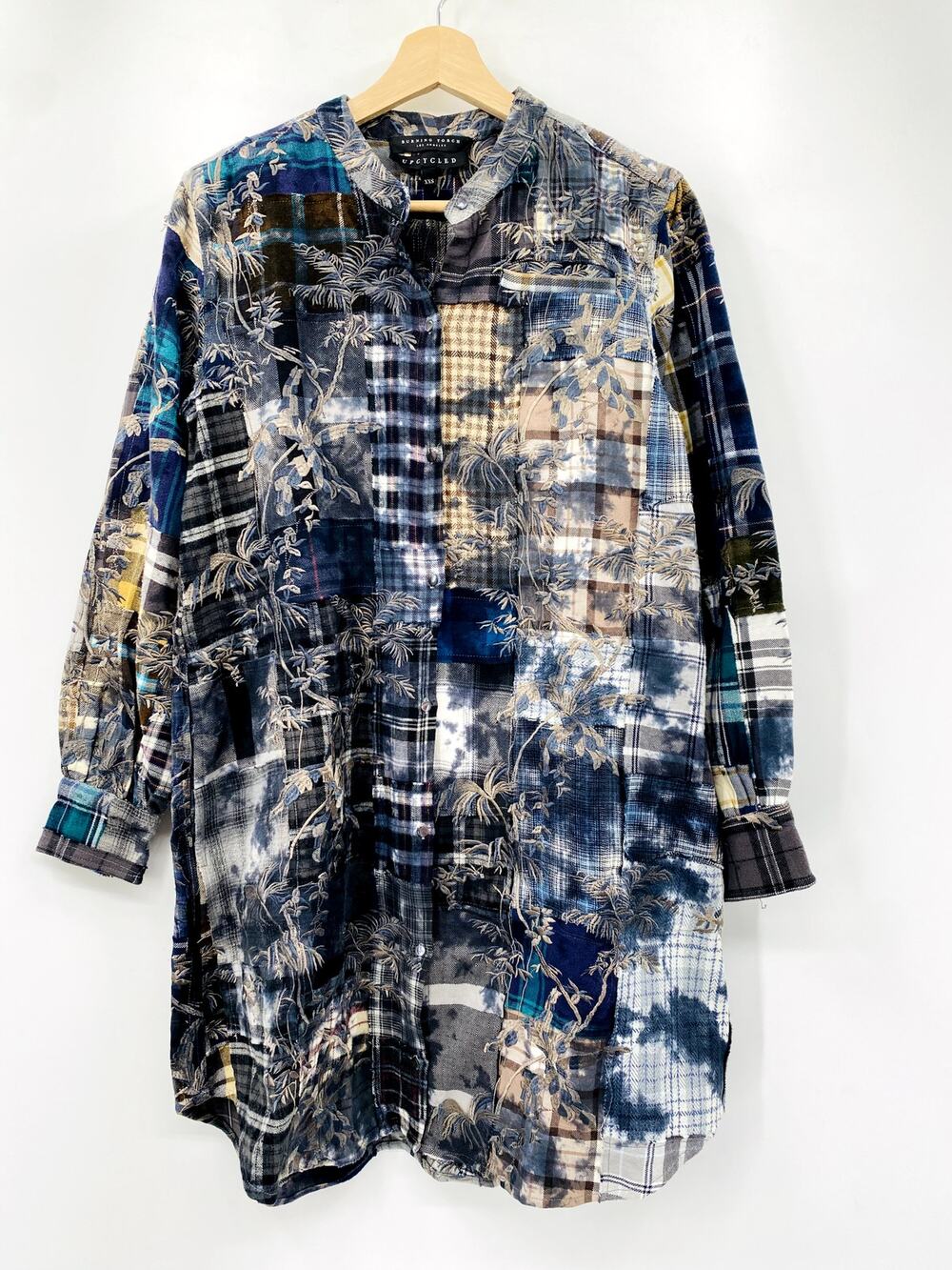 Bridge & Burn Upcycled Patchwork Embroidered Button Down Tunic